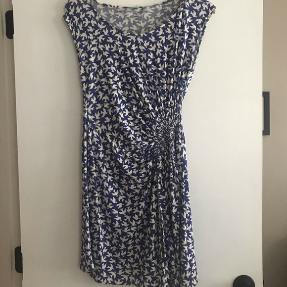 Anthropologie Leifnotes Bird Print Blue Dress - Picture 3 of 6